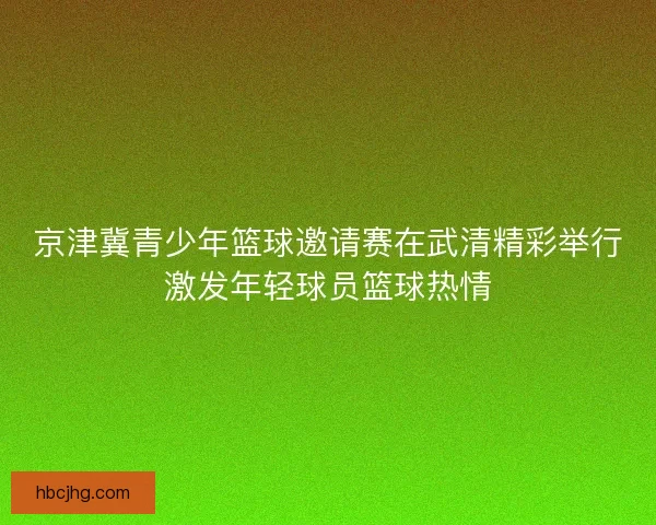 京津冀青少年篮球邀请赛在武清精彩举行激发年轻球员篮球热情